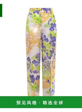 香港直邮Versace 印花休闲裤 10082221A067165W270高腰阔腿裤