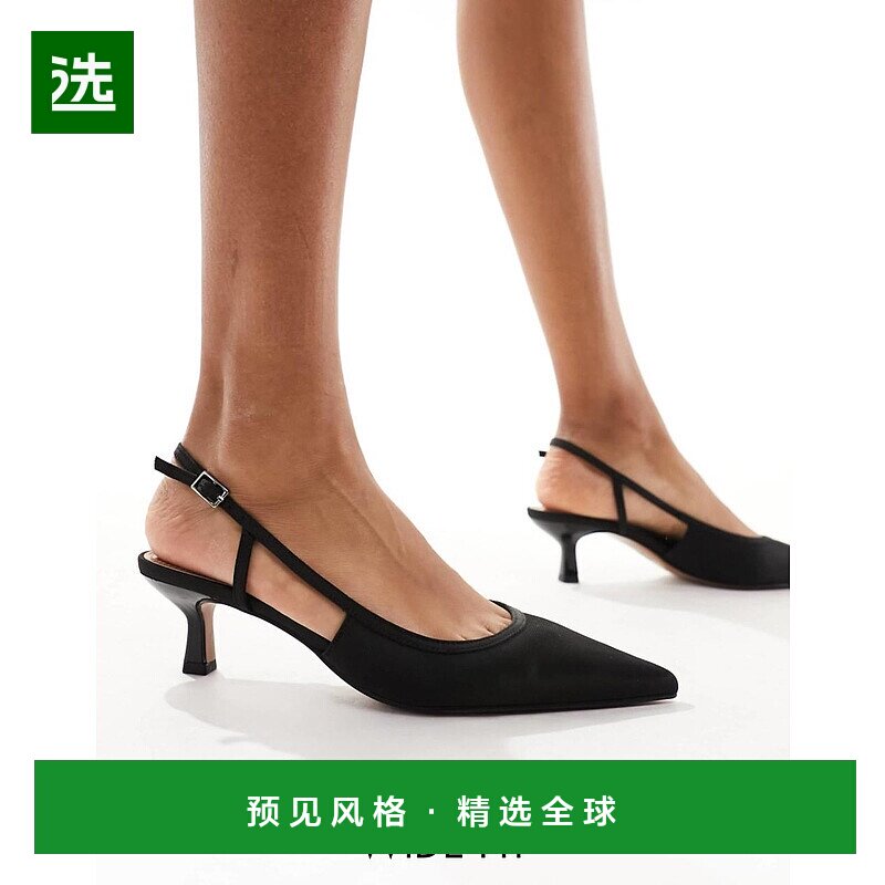 1h可退 香港直邮ASOS 女士 Strut kitten 设计宽版露跟高跟鞋(黑)