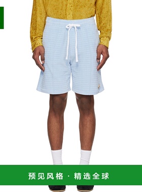 1h可退 香港直邮Casablanca 男士 蓝色 Velour Stripe 短裤 MS25J