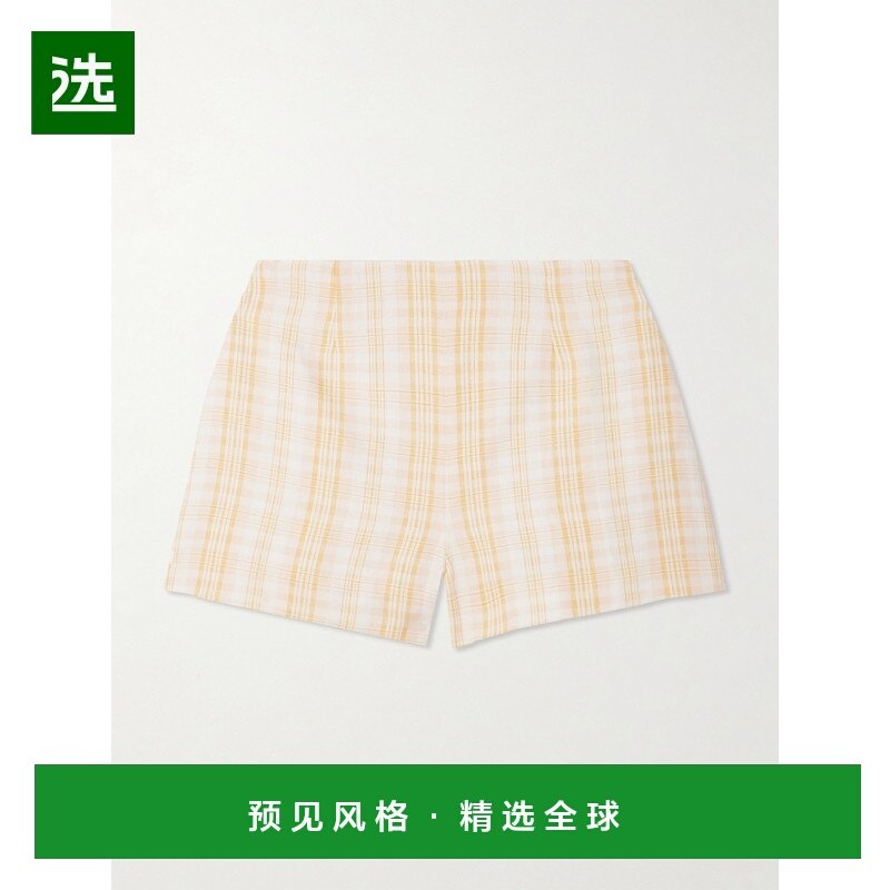 1h可退 香港直邮FAITHFULL THE BRAND 女士 Lila 格纹亚麻短裤 FF,女装/女士精品,休闲裤,淘宝优惠券,粉丝福利购,淘宝优惠卷