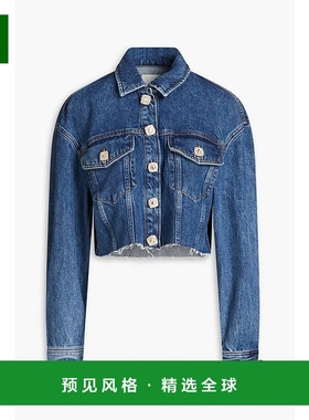 1h可退 香港直邮Sandro 女士 短款精饰牛仔布夹克 SFPBL00851BLUE