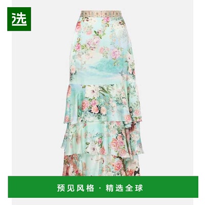 1h可退 香港直邮camilla and marc 女士 荷叶边层叠真丝长款半身