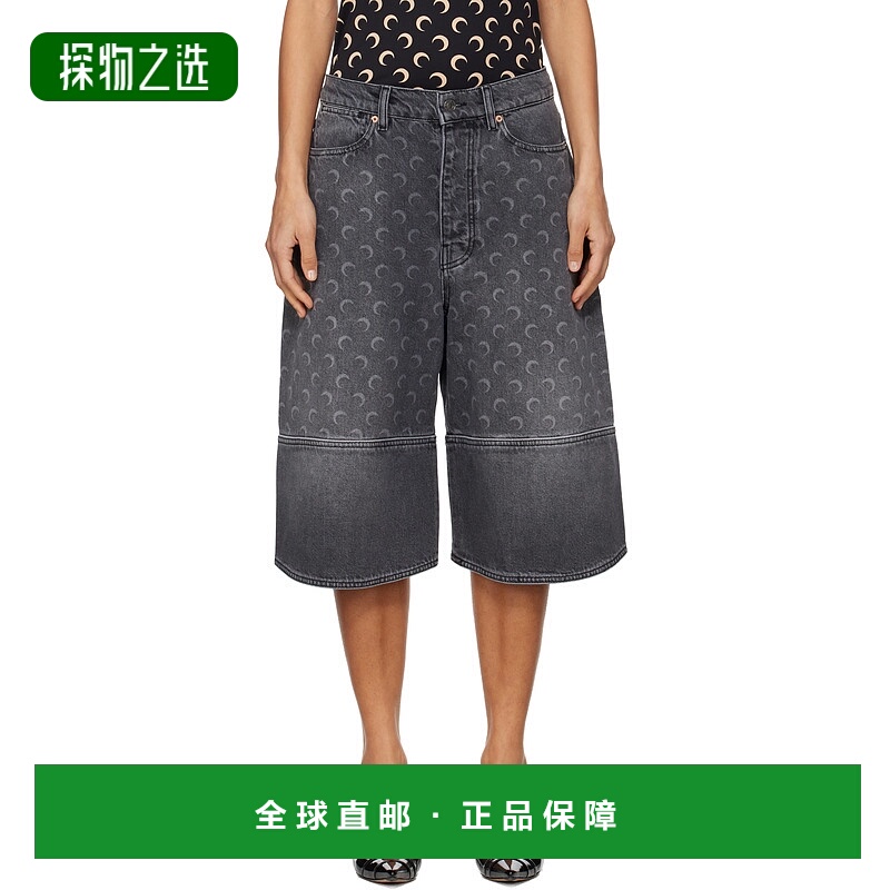 香港直邮Marine Serre 女士 灰色 Moon Laser 牛仔短裤 USH004BCD