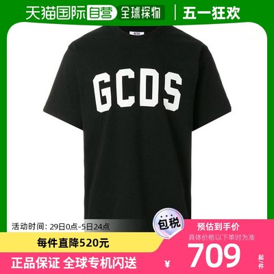 香港直发GCDS男士黑色圆领印花短袖T恤潮流时尚SS18M020067BLACK