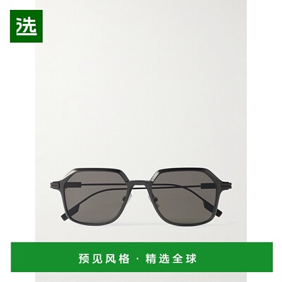 1h可退 香港直邮Zegna 杰尼亚 男士 Brushed-Aluminium D形框偏光