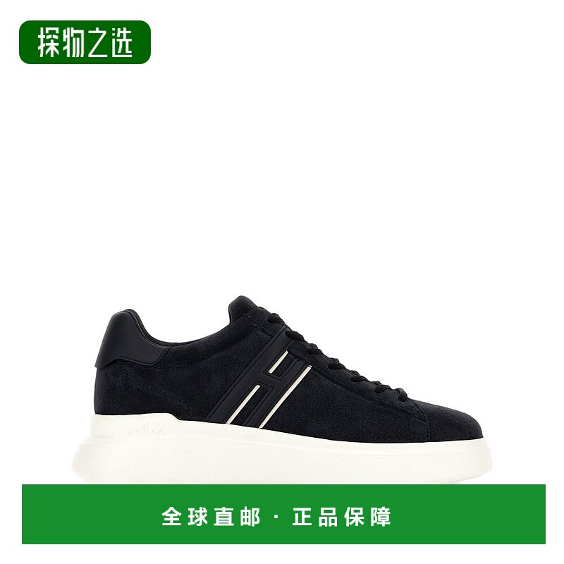 1h可退 香港直邮Hogan 男士 H580 海军蓝绒面革运动鞋 HXM5800DV4