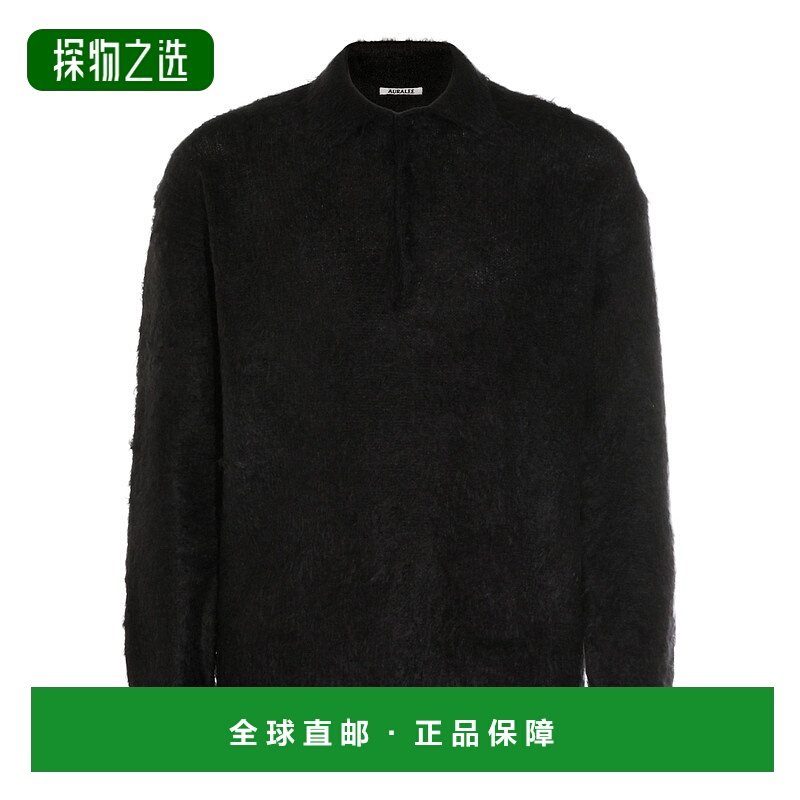 香港直邮AURALEE 男士 黑色马海毛针织衫 A25AP01KMINKBLACK