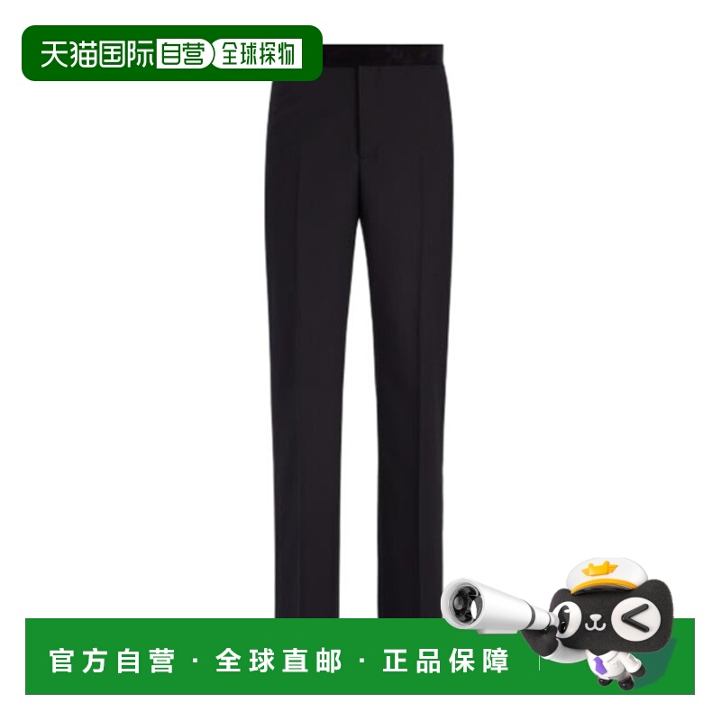 香港直邮Dior 天鹅绒细节羊毛长裤 593C104A1040迪奥