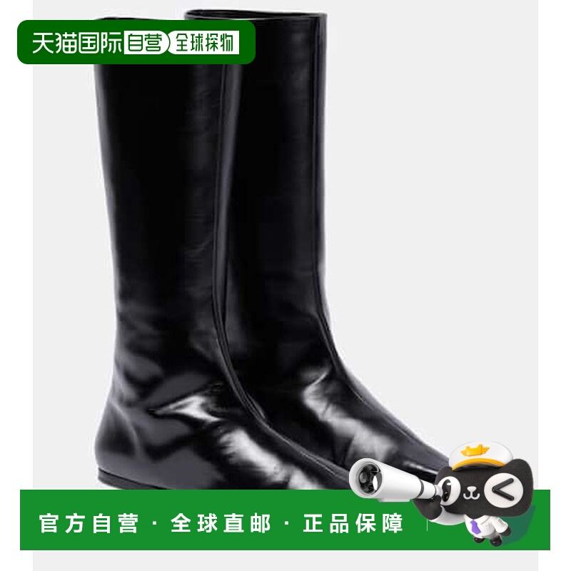 1h可退 香港直邮The Row 女士 Bette 皮质及膝靴子 black黑色 舒