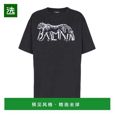 香港直邮BALMAIN 女士T恤 FF0EH005GF22EAB AW2025 黑色 Leopard
