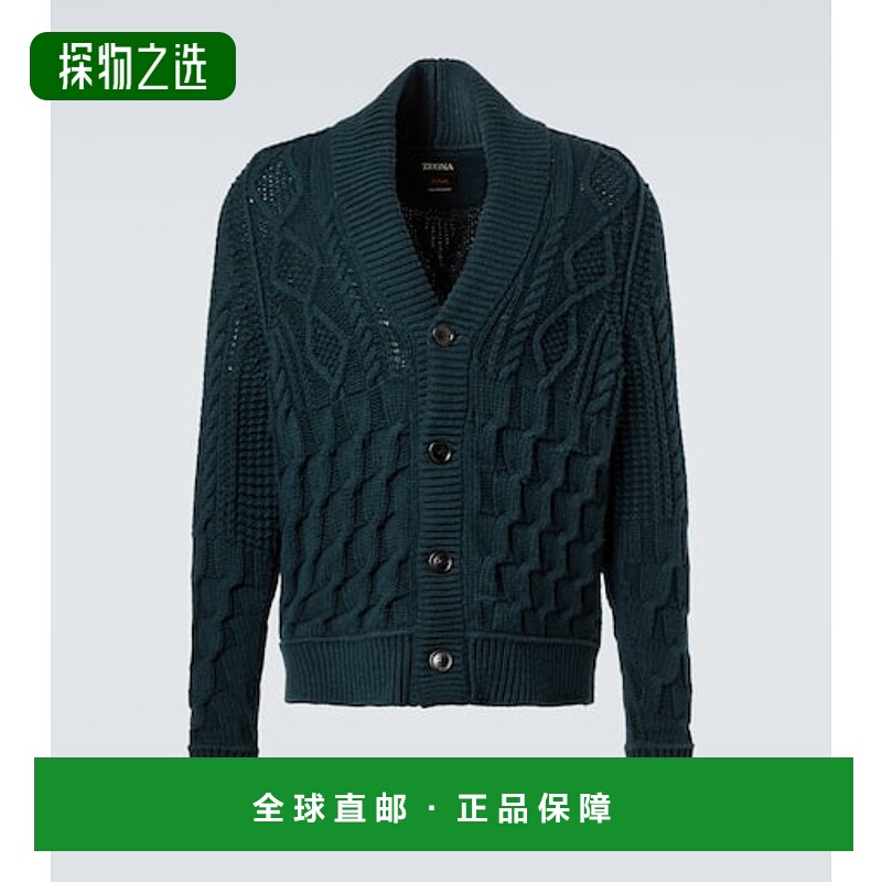 香港直邮zegna 杰尼亚 男士 粗线针织羊绒针织开衫