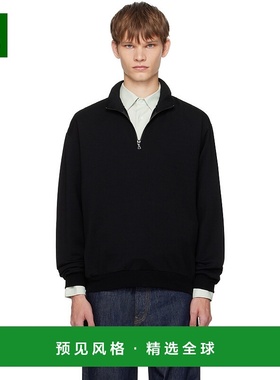 1h可退 香港直邮AURALEE 男士 黑色 Light Wool Sweat Half Zip