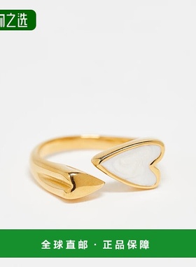 香港直邮ASOS 女士 Curve 设计防水不锈钢心形色调戒指(金色)