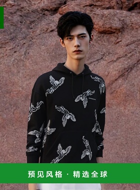 香港直邮Givenchy 黑色连帽印花卫衣 1BMJ02P30AF001长袖纪梵希