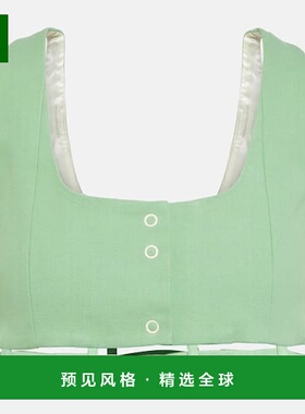 1h可退 香港直邮GANNI 甘尼 女士 棉质帆布短款上衣 green绿色 舒