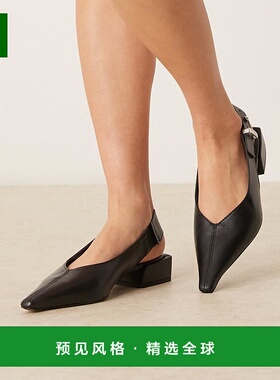 1h可退 香港直邮ASOS 女士 Ledge premium 设计皮质露跟鞋靴(黑色