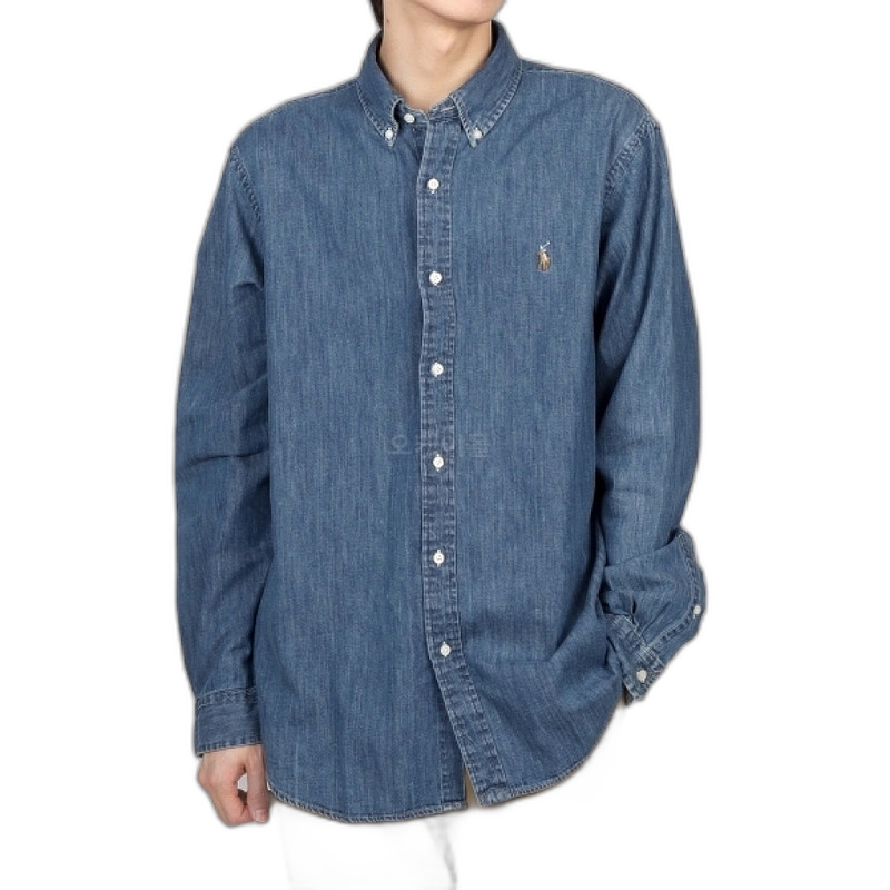 韩国直邮polo ralphlauren衬衫男士翻领蓝色纯棉时尚710792043001