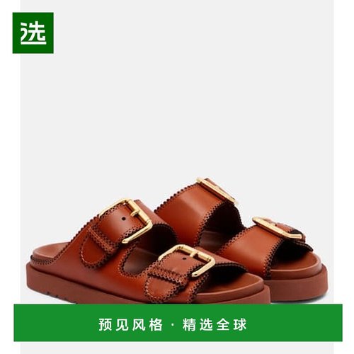 香港直邮ZIMMERMANN 女士 Goldie 皮质凉鞋 brown棕色 舒适时尚