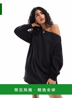 1h可退 香港直邮ASOS 女士 asym 设计卫衣迷你连衣裙(黑色)