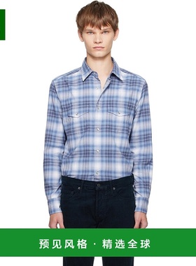 1h可退 香港直邮Tom Ford 汤姆·福特 男士 蓝色 Check Western