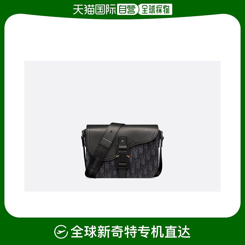 欧洲直邮dior迪奥男士迷你老花帆布包马鞍包 黑色