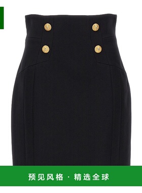 香港直邮Balmain 徽标半身裙 BF1LB810WC09短裙包臀裙羊毛