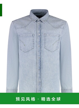 香港直邮DONDUP 男士衬衫 UC347RDF0272U800 SS2025 蓝色