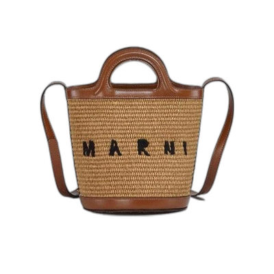 香港直邮Marni Tropicalia 织物拼牛皮篮子单肩包 SCMP0056Q1P386