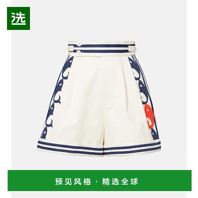 1h可退 香港直邮ALÉMAIS 女士 海军风印花棉质短裤 white白色 舒
