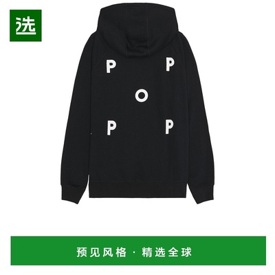 1h可退 香港直邮POP TRADING COMPANY 男士 徽标连帽卫衣(黑/白)