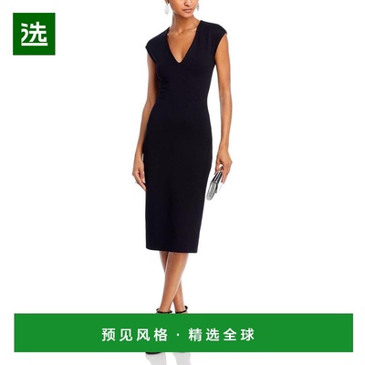 1h可退 【美国直邮】AQUA|V 领 Ponte 短袖中长连衣裙 - 100% 独