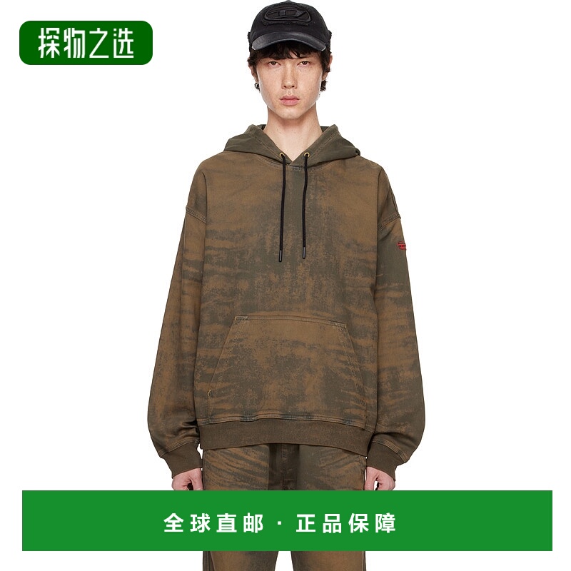 1h可退 香港直邮Diesel 迪赛 男士 棕色 D-Um-Rib-S1 Track 连帽