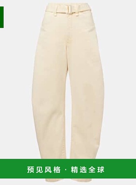 1h可退 香港直邮Lemaire 女士 barrel-leg 束带牛仔裤 white白色