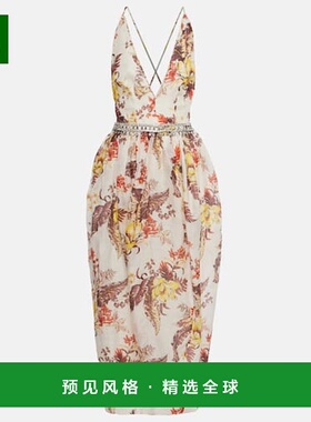 1h可退 香港直邮ZIMMERMANN 女士 Matchmaker 精饰花朵中长连衣裙