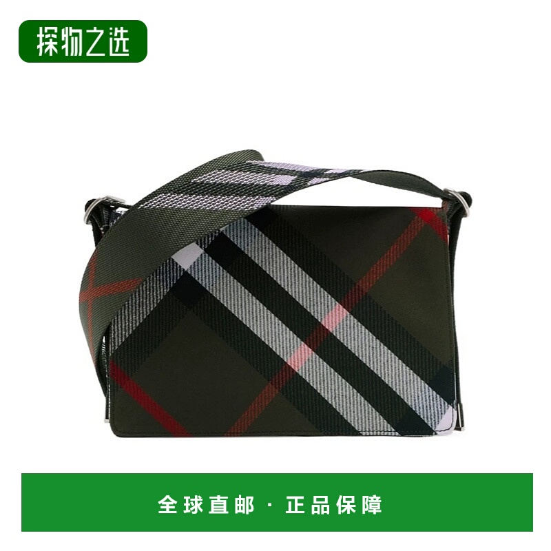 香港直邮Burberry 格纹翻盖斜挎包 80914481单肩包