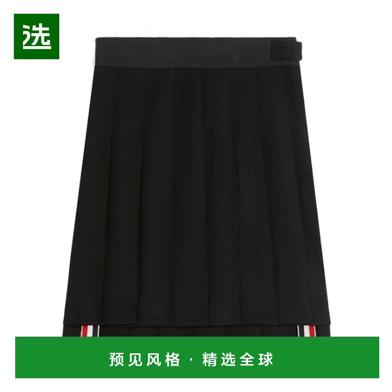 香港直邮Thom Browne 黑色羊毛半身裙 KGC005A07893