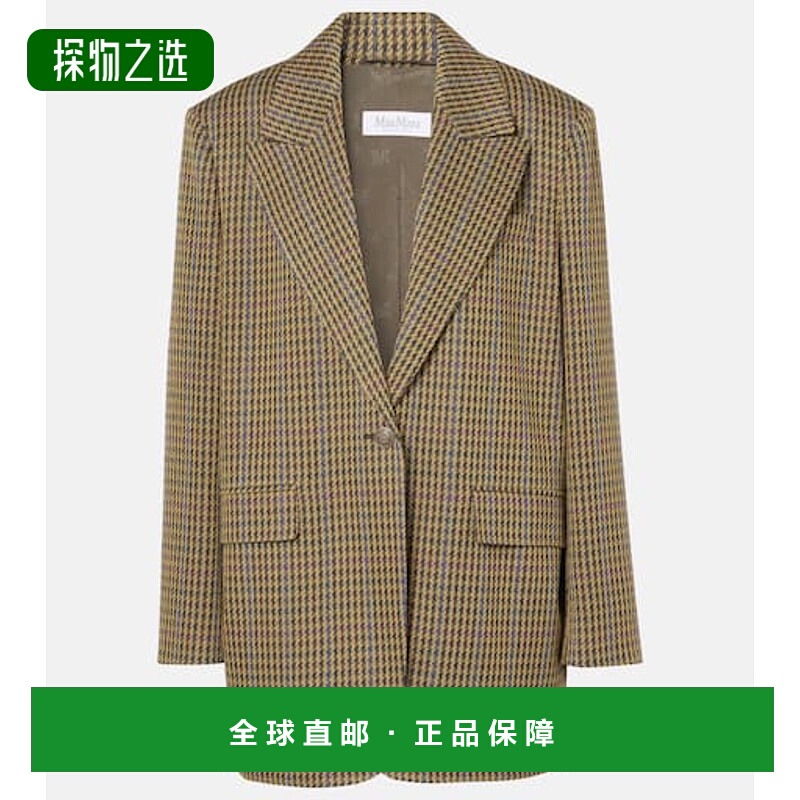 1h可退 香港直邮MaxMara 麦斯玛拉 女士 Atlanta 千鸟格羊毛混纺