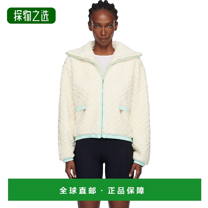 香港直邮Casablanca 女士 灰白色 Monogram Jacquard Fleece 夹克