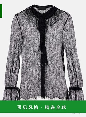 香港直邮NILI LOTAN 女士 Cecily 蕾丝衬衫 black黑色 舒适时尚