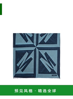 香港直邮MOSCHINO 男士围巾 03321M3401004 SS2026 蓝色 徽标围巾