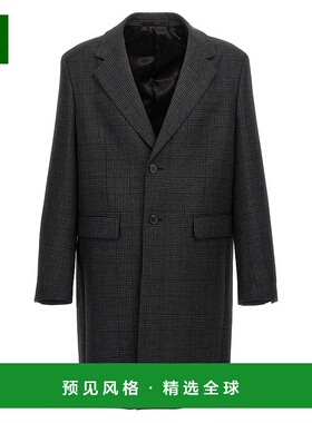 1h可退 香港直邮Prada 普拉达 男士 格纹单排扣大衣 UC486MS23215
