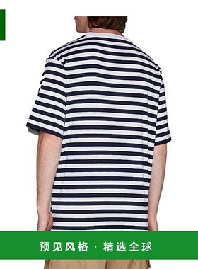 香港直邮Versace 条纹短袖T恤 10133021A09873范思哲刺绣