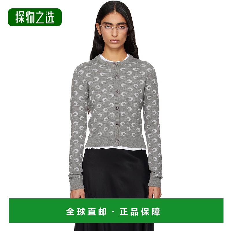 香港直邮Marine Serre 女士 灰色 Moon Jacquard Knit Fitted 开