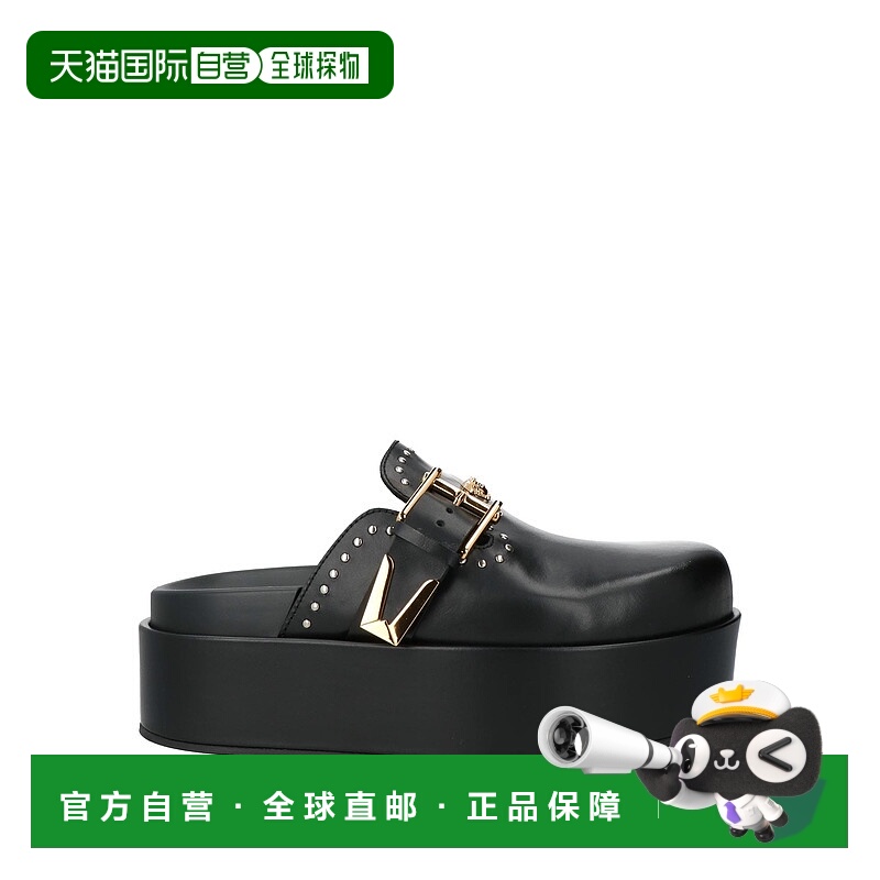 1h可退 香港直邮Versace 范思哲 女士 Mules 木屐 black黑色 舒适