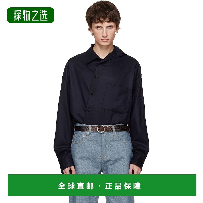 香港直邮Jacquemus 男士 海军蓝 The Cuadro 衬衫 25HSHM00537AW0