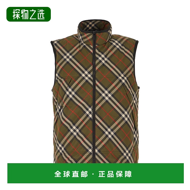 1h可退 香港直邮Burberry 巴宝莉 男士 格紋拉鍊襯墊背心 8101849