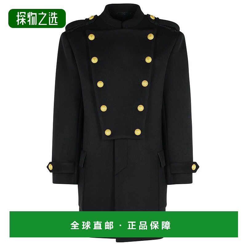 1h可退 香港直邮Balmain 巴尔曼 男士 可拆卸前圍兜大衣 FH1UC155