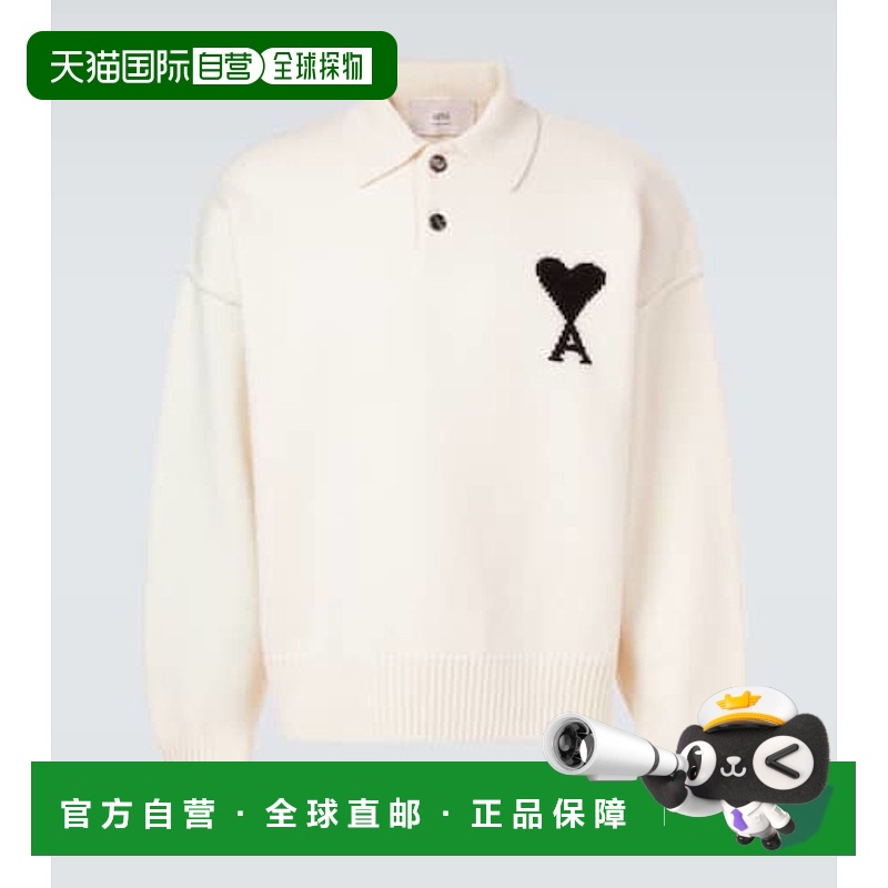 1h可退 香港直邮Ami Paris 男士 Ami de Cœur 初剪羊毛Polo毛衣