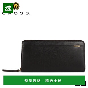 998369 WALLET黑AC CROSS钱包长钱包男士 圆形拉链CENYURY