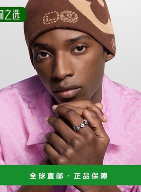 自营欧洲直邮LV路易威登 Spiky Flower系列男士银色纯银菱形图案